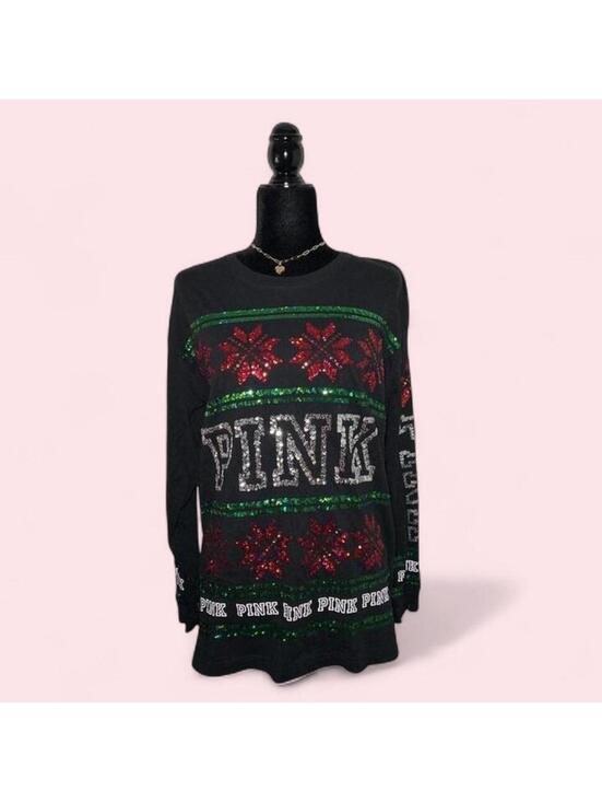Victoria's Secret Tops - Victoria's Secret PINK Holiday Sequin Long Sleeve Shirt